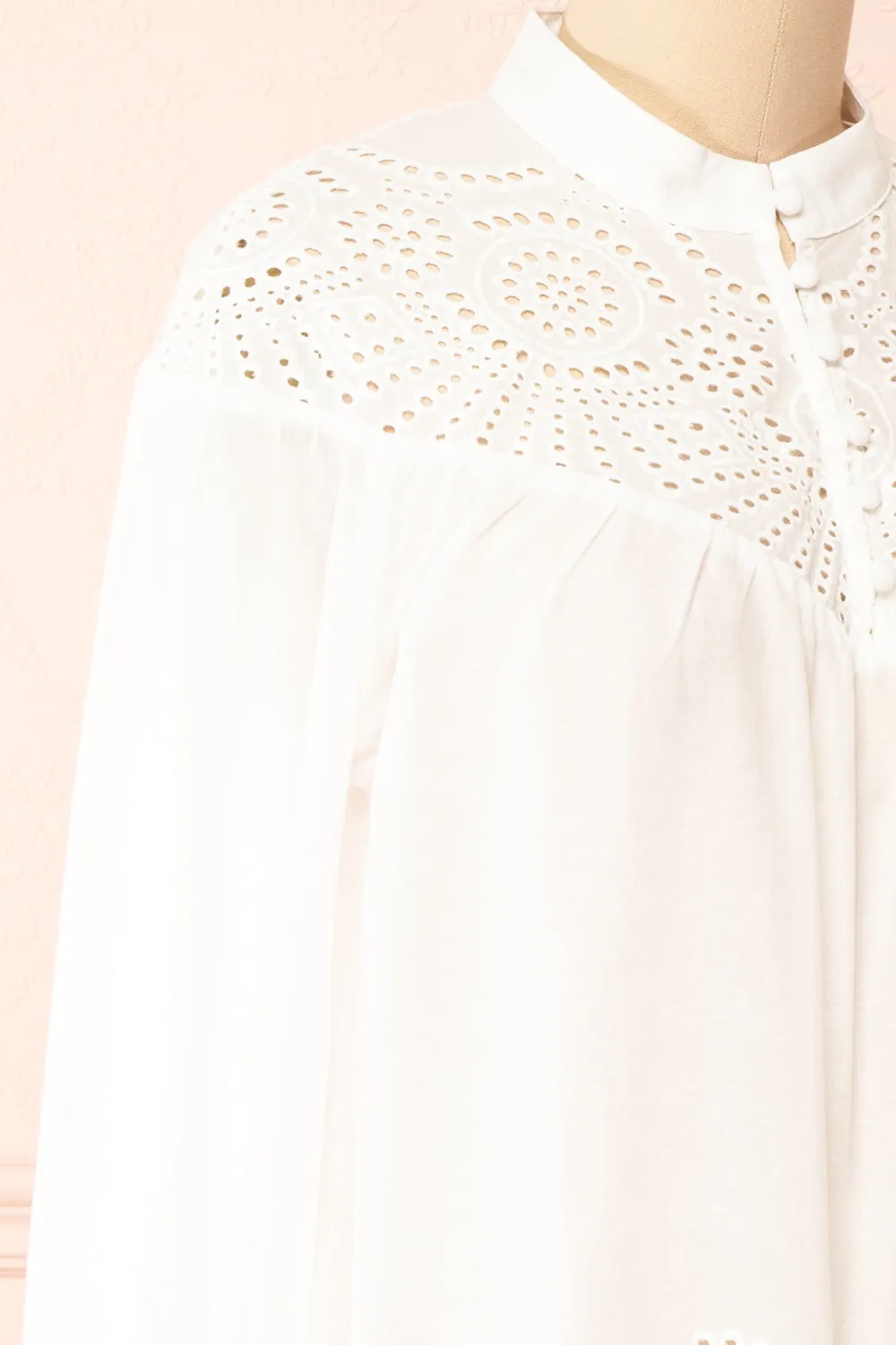 Bijal | White Blouse w/ Open-Work Lace sold by Boutique 1861 product image thumbnail 4