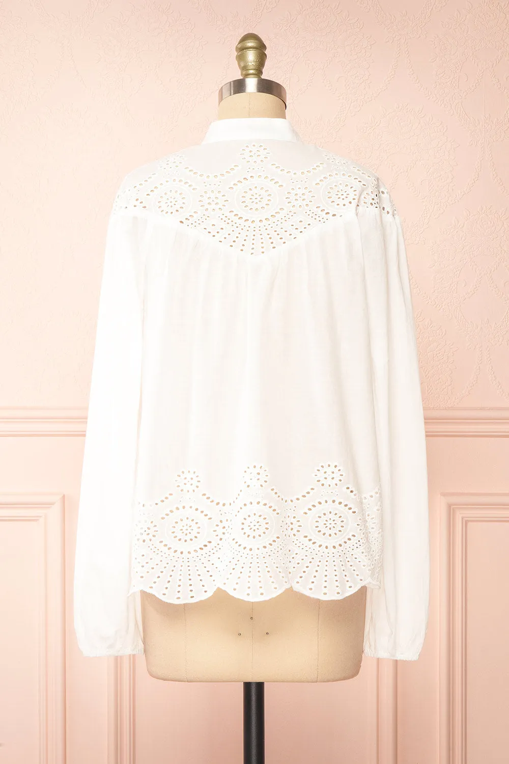 Bijal | White Blouse w/ Open-Work Lace sold by Boutique 1861 product image thumbnail 5