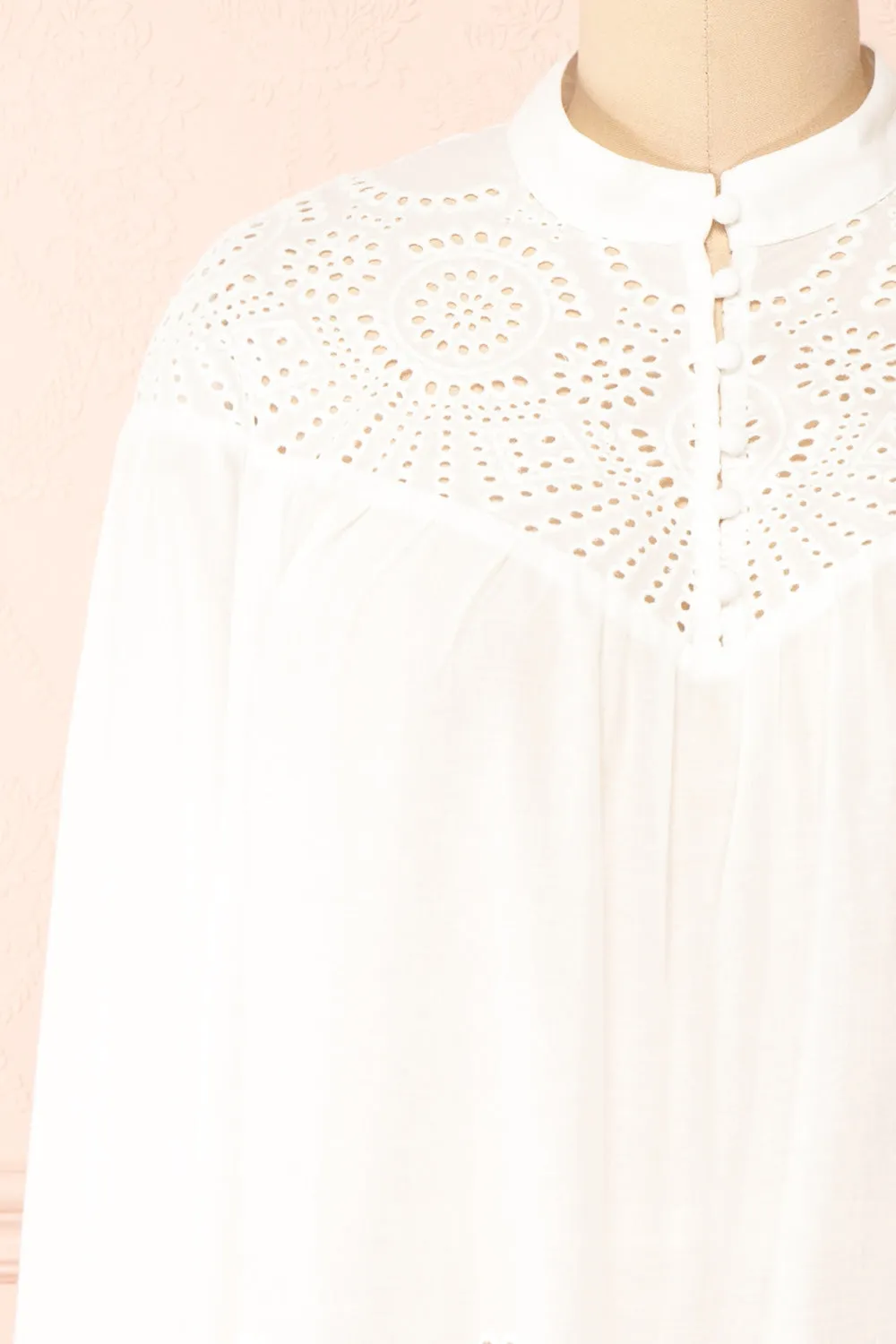 Bijal | White Blouse w/ Open-Work Lace sold by Boutique 1861 product image thumbnail 2