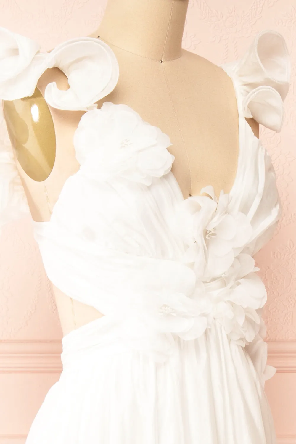 Binette | Long White Dress w/ 3D Flowers sold by Boutique 1861 product image thumbnail 4
