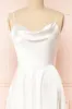 Moira Ivory | Bridal Cowl Neck Satin Gown with High Slit sold by Boutique 1861