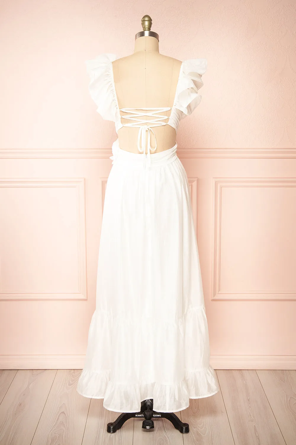 Binette | Long White Dress w/ 3D Flowers sold by Boutique 1861 product image thumbnail 5