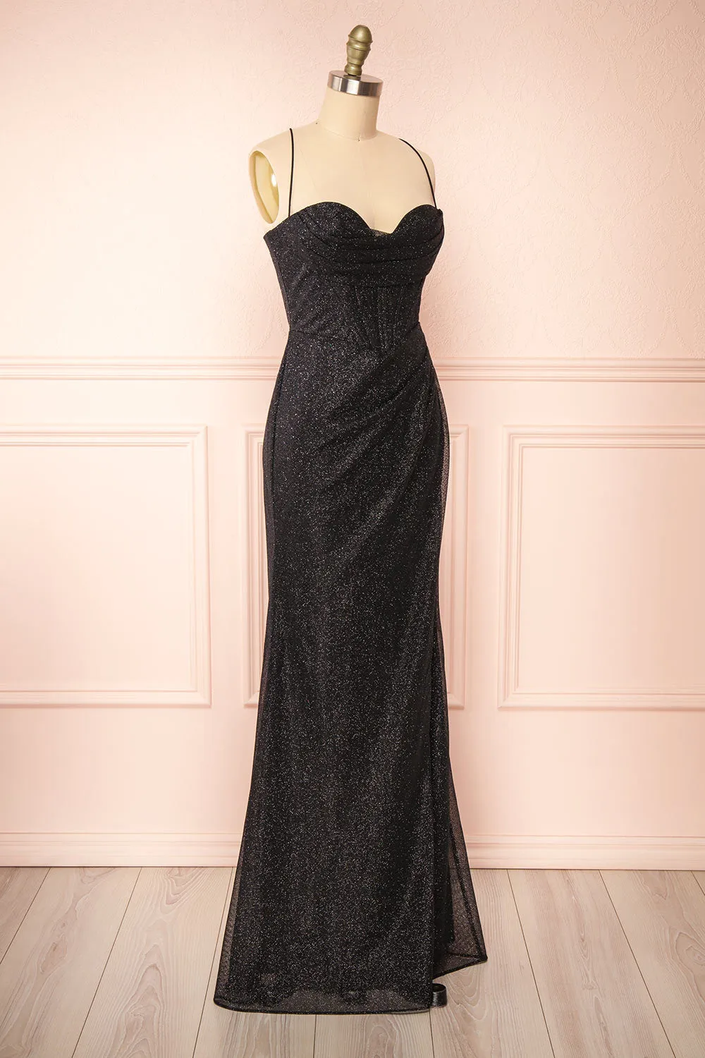 Frosti Black | Sparkly Cowl Neck Maxi Dress sold by Boutique 1861 product image thumbnail 5