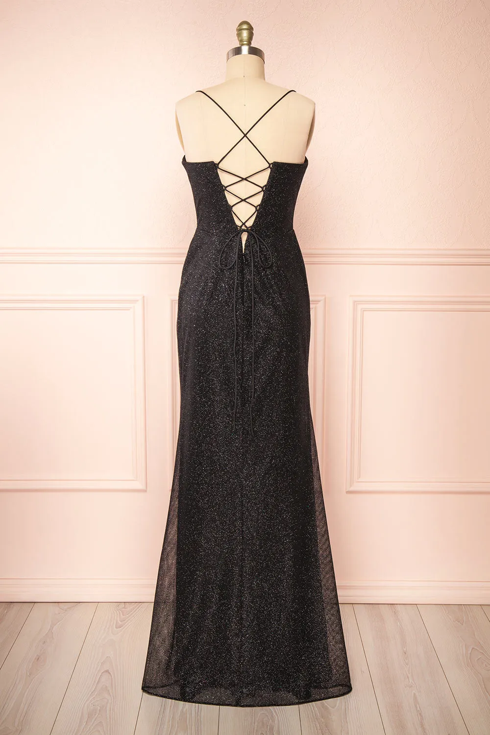 Frosti Black | Sparkly Cowl Neck Maxi Dress sold by Boutique 1861 product image thumbnail 4