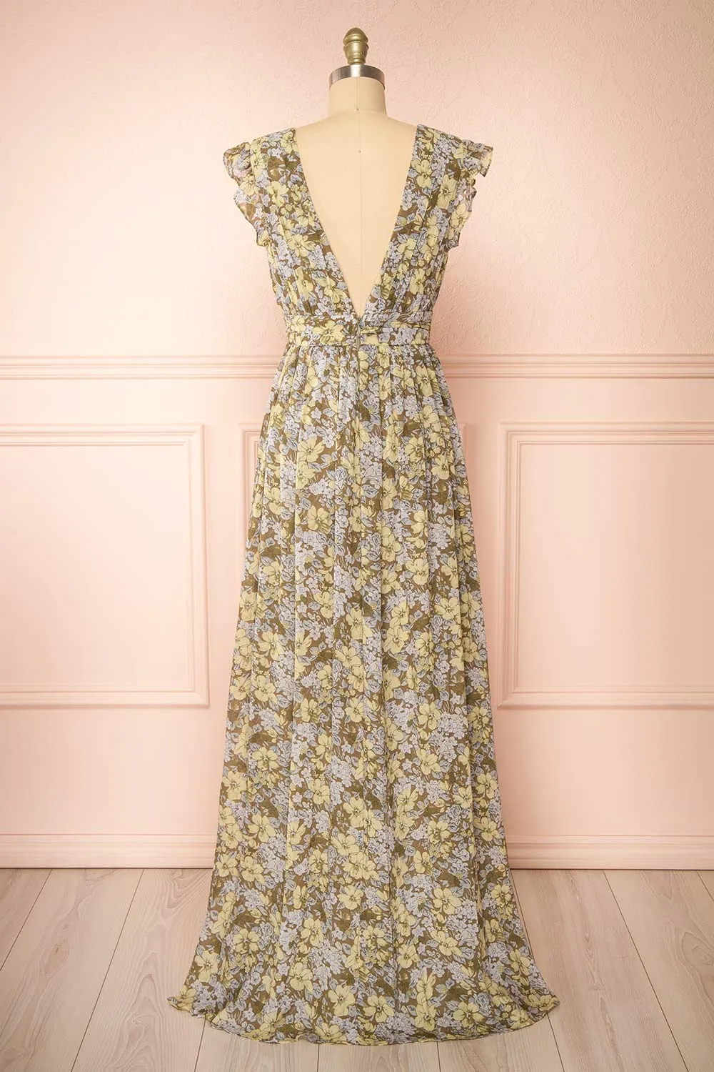 Alinia | Floral Chiffon Maxi Dress w/ Plunging Neckline sold by Boutique 1861 product image thumbnail 5