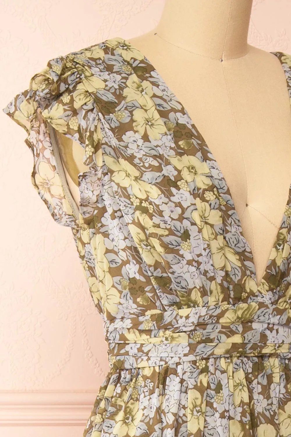 Alinia | Floral Chiffon Maxi Dress w/ Plunging Neckline sold by Boutique 1861 product image thumbnail 4