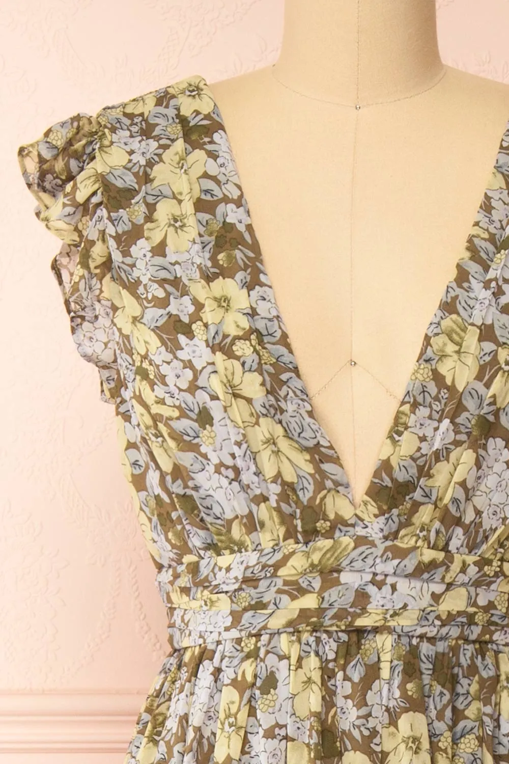 Alinia | Floral Chiffon Maxi Dress w/ Plunging Neckline sold by Boutique 1861 product image thumbnail 2