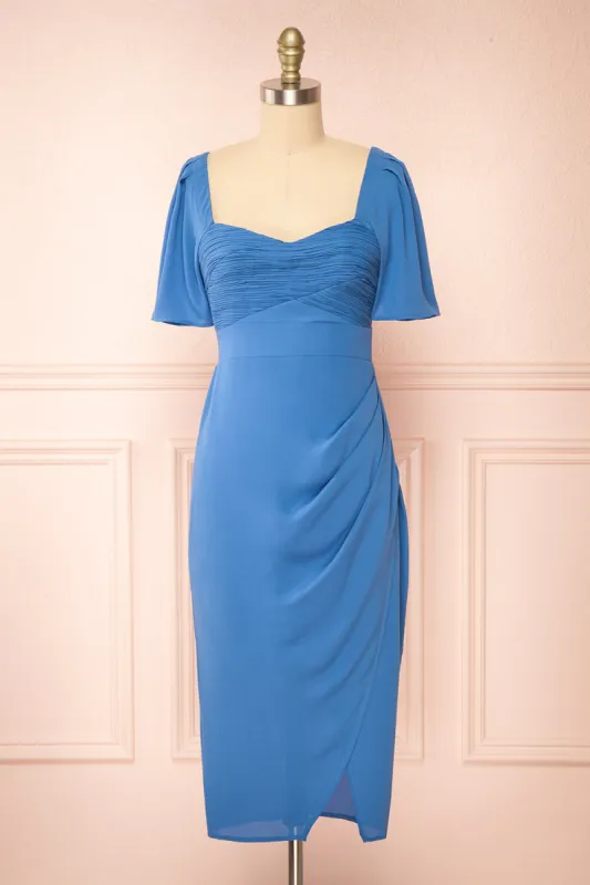 Indiyah | Blue Chiffon Midi Dress sold by Boutique 1861