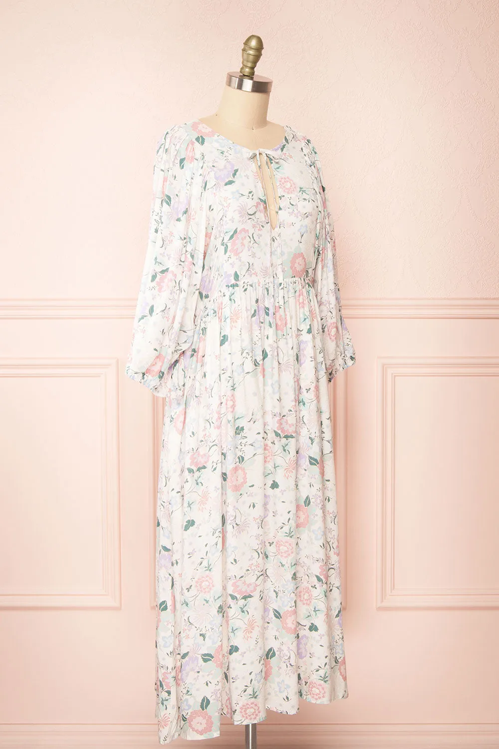 Marla | Long Sleeve White Floral Midi Dress sold by Boutique 1861 product image thumbnail 3