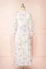 Marla | Long Sleeve White Floral Midi Dress sold by Boutique 1861