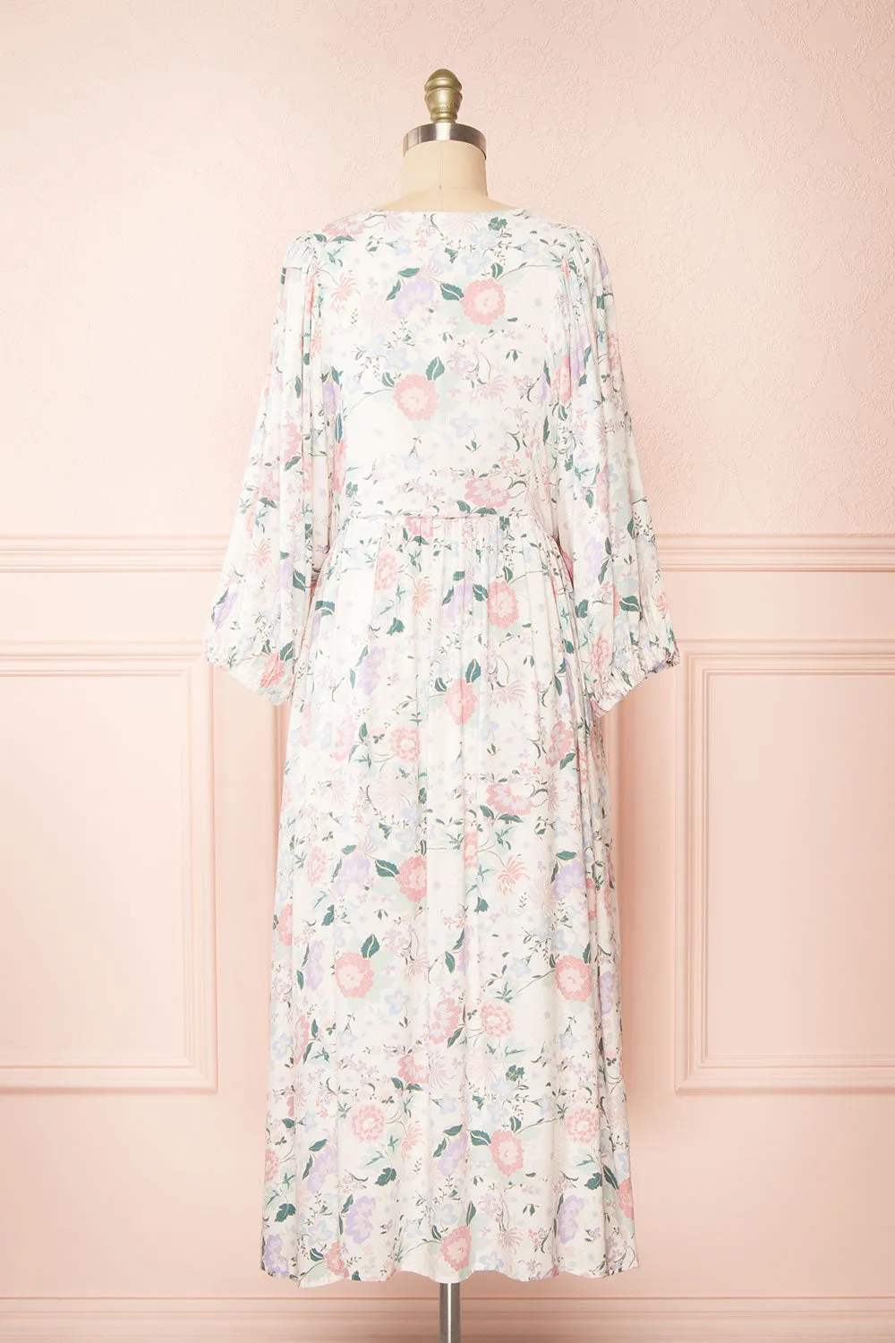 Marla | Long Sleeve White Floral Midi Dress sold by Boutique 1861 product image thumbnail 5