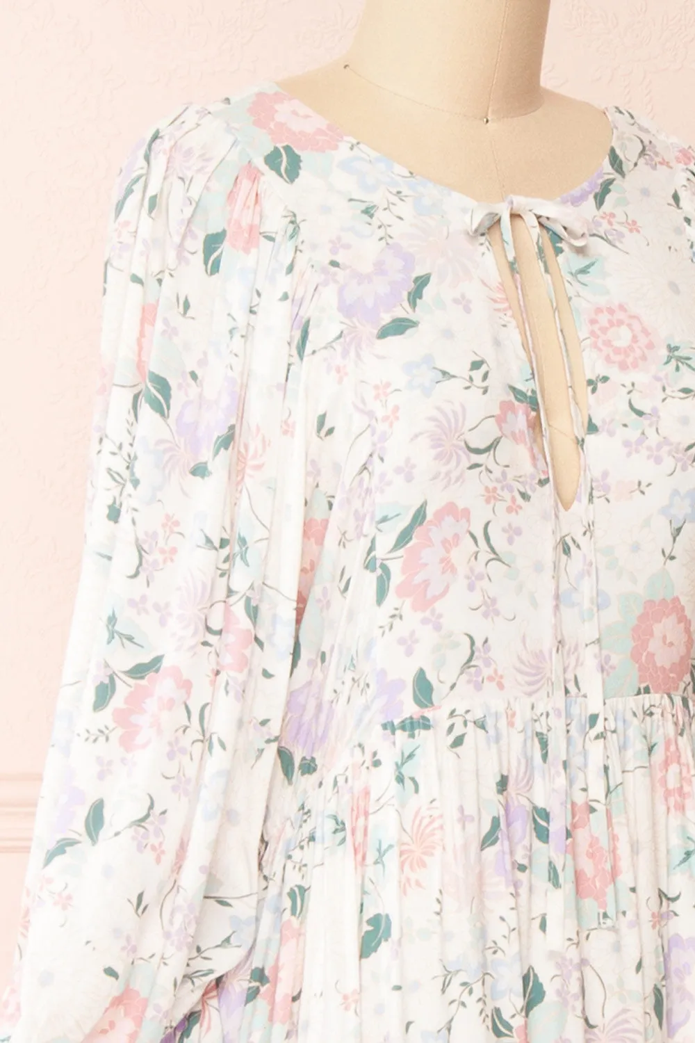 Marla | Long Sleeve White Floral Midi Dress sold by Boutique 1861 product image thumbnail 4