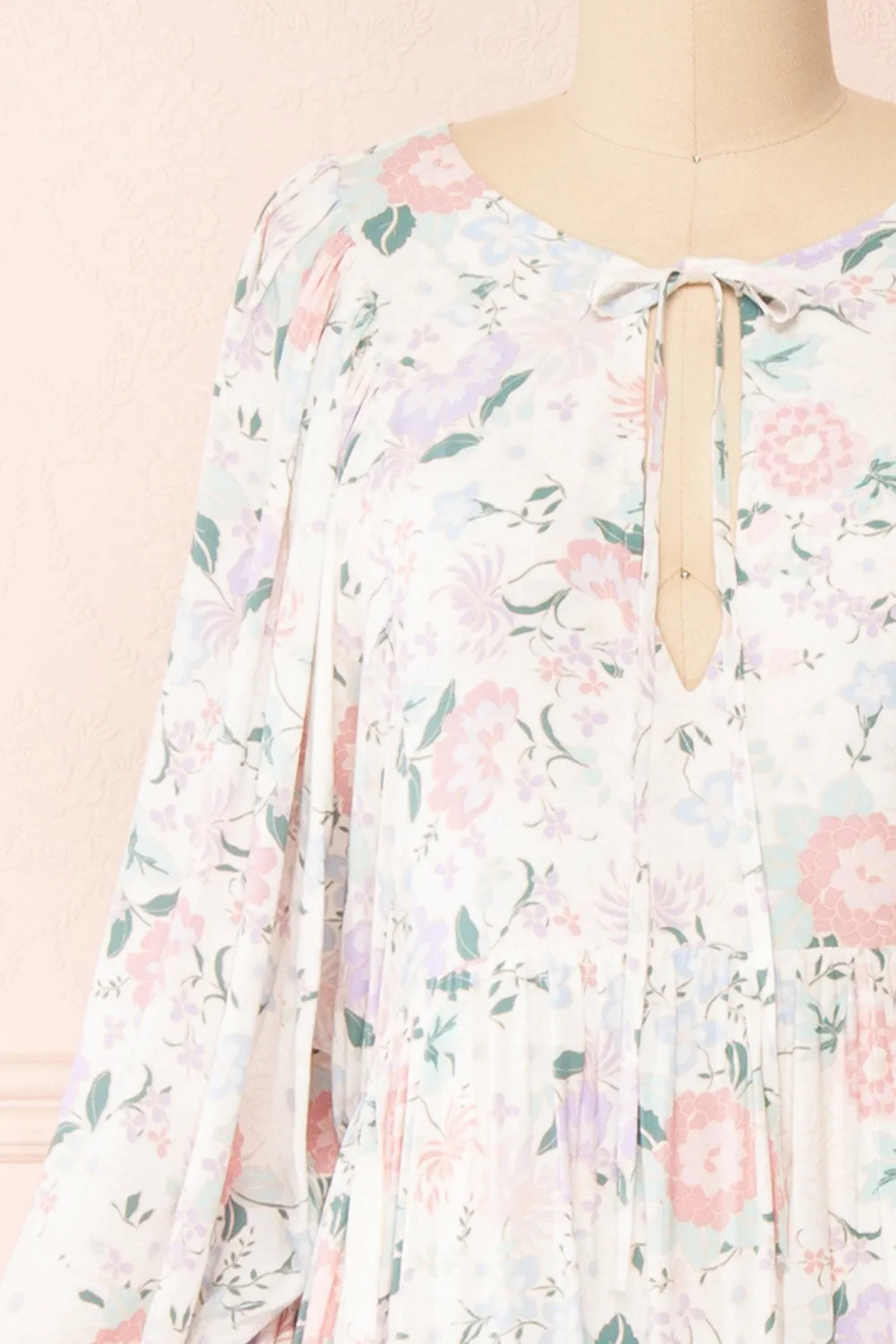 Marla | Long Sleeve White Floral Midi Dress sold by Boutique 1861 product image thumbnail 2