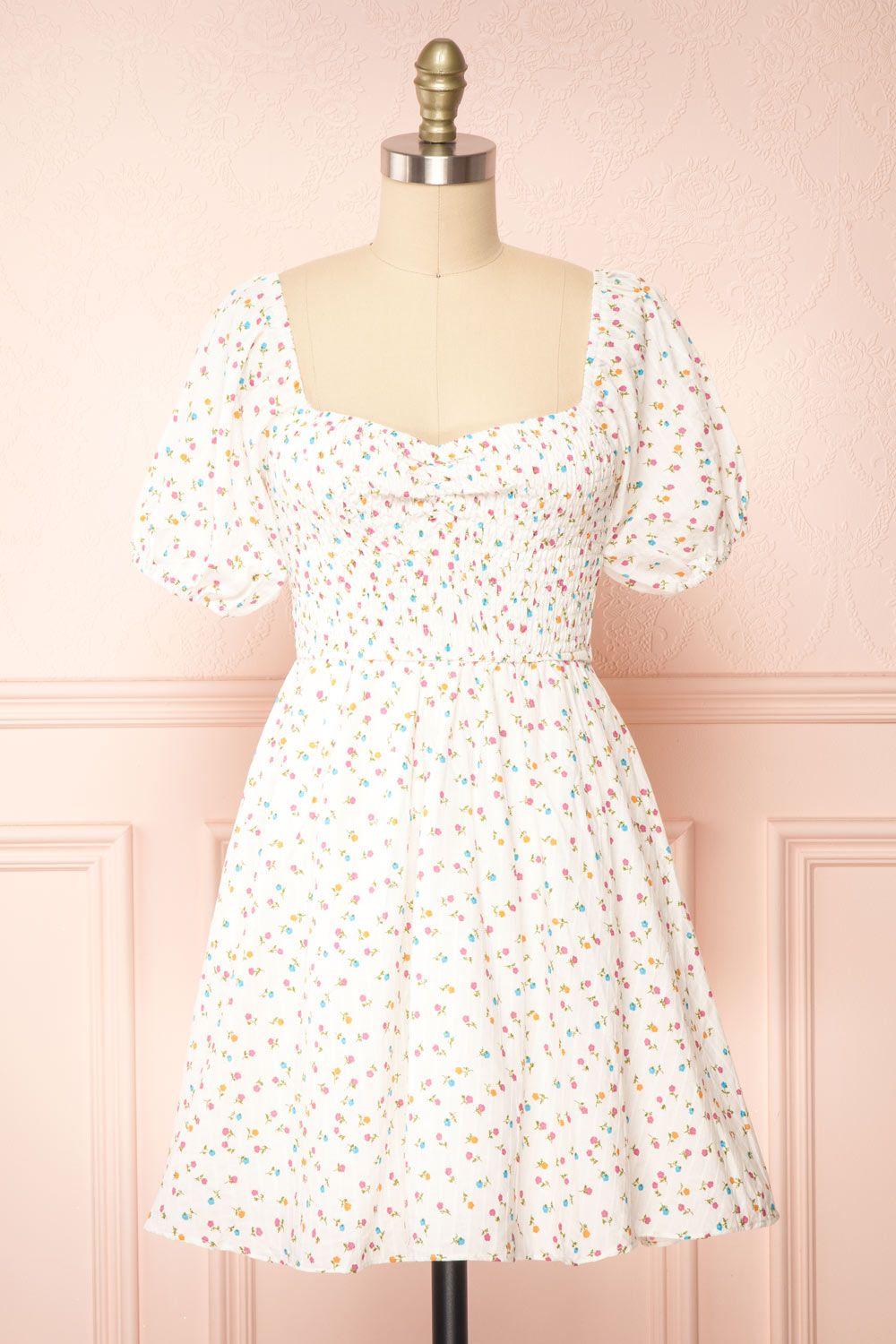 Theodora | Floral Babydoll Dress w/ Sweetheart Neckline sold by Boutique 1861