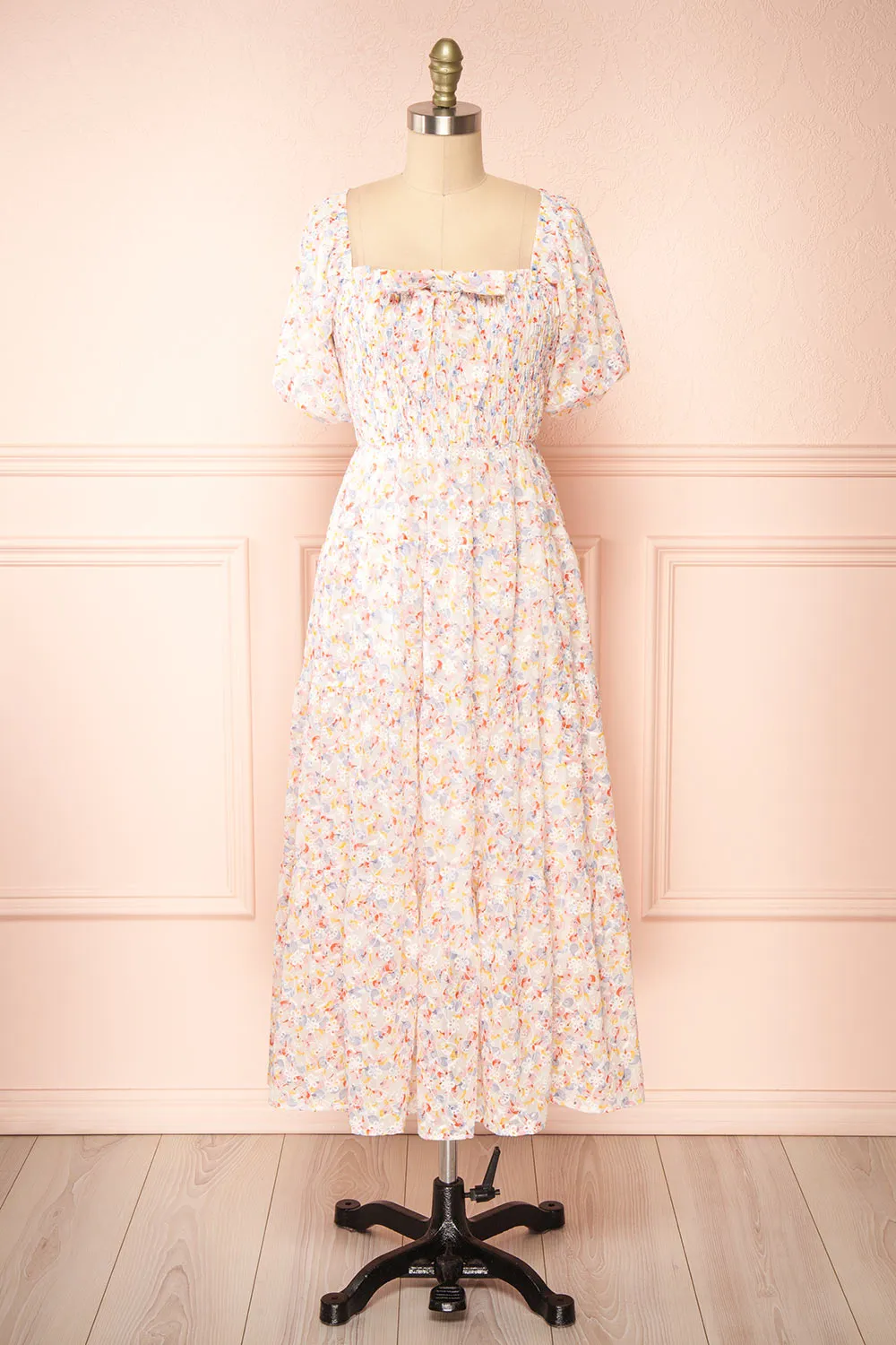 Willena | Midi Floral Dress w/ Ruched Bust sold by Boutique 1861