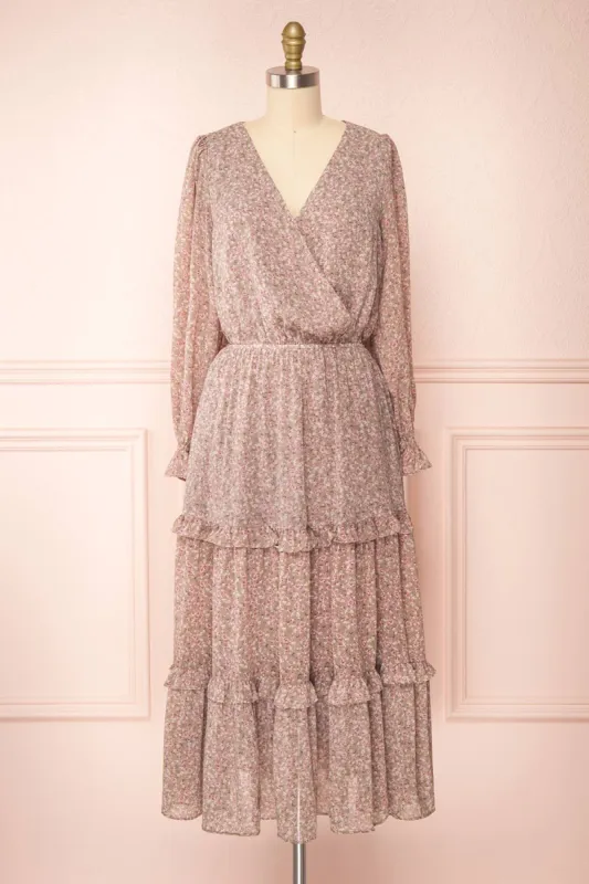 Ninnette | Long Sleeve Floral Midi Dress sold by Boutique 1861