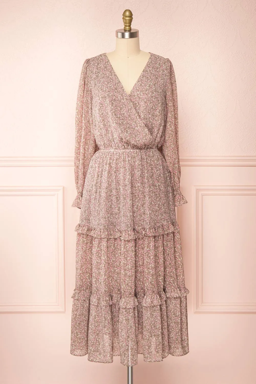 Ninnette | Long Sleeve Floral Midi Dress sold by Boutique 1861