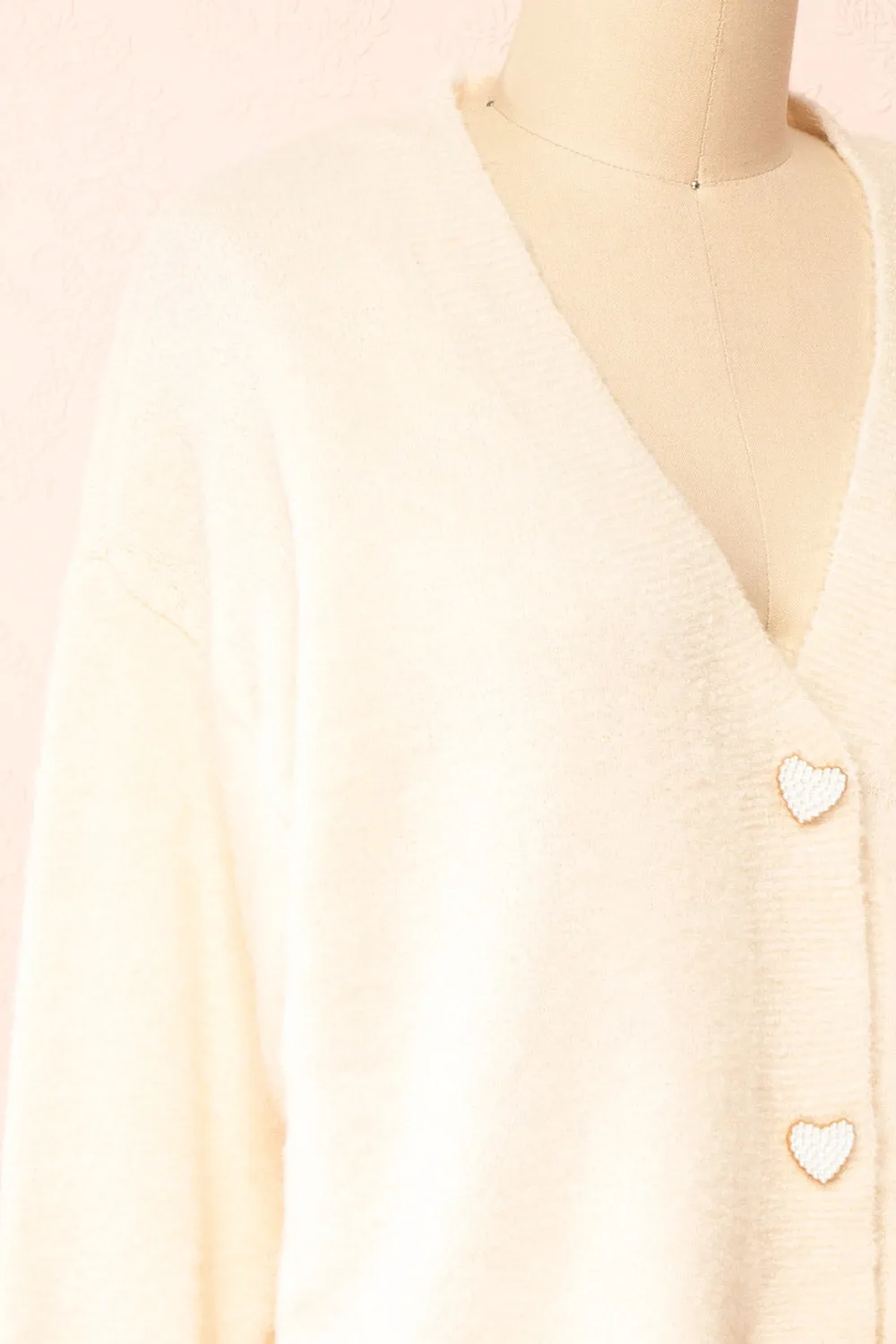 Elarisse Ivory | Knit Cardigan w/ Heart Buttons sold by Boutique 1861 product image thumbnail 5