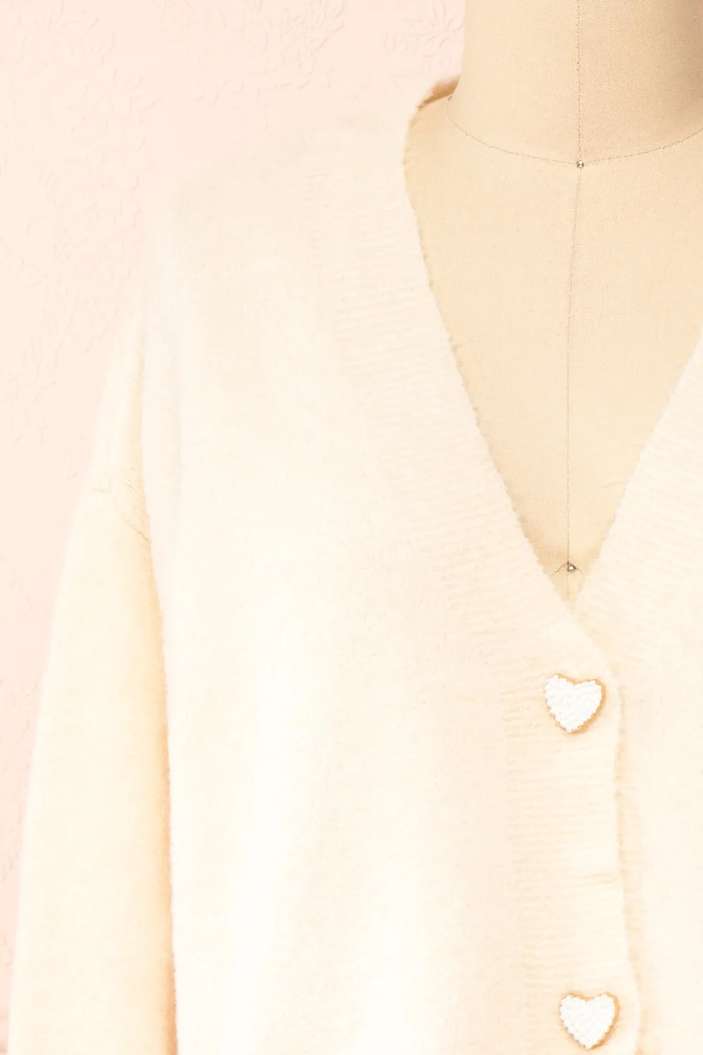 Elarisse Ivory | Knit Cardigan w/ Heart Buttons sold by Boutique 1861 product image thumbnail 3
