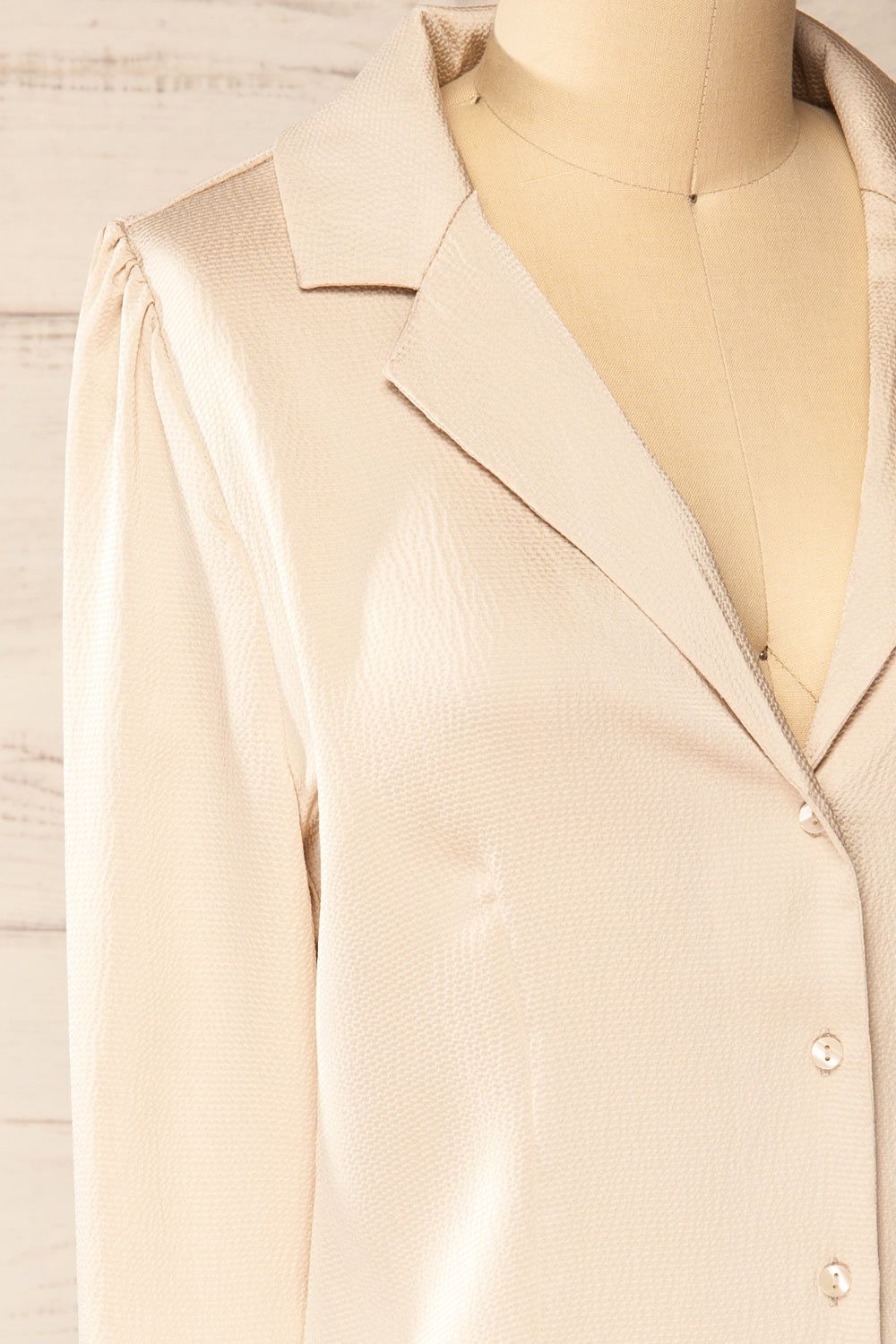 Niamey Ivory | Waffled Satin Shirt sold by Boutique 1861 product image thumbnail 4