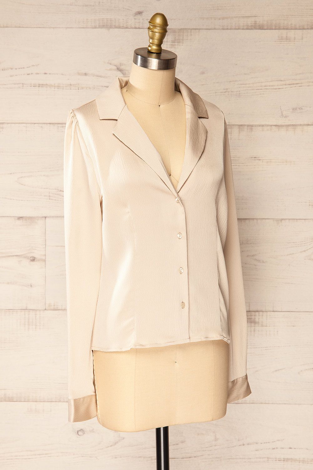 Niamey Ivory | Waffled Satin Shirt sold by Boutique 1861 product image thumbnail 3