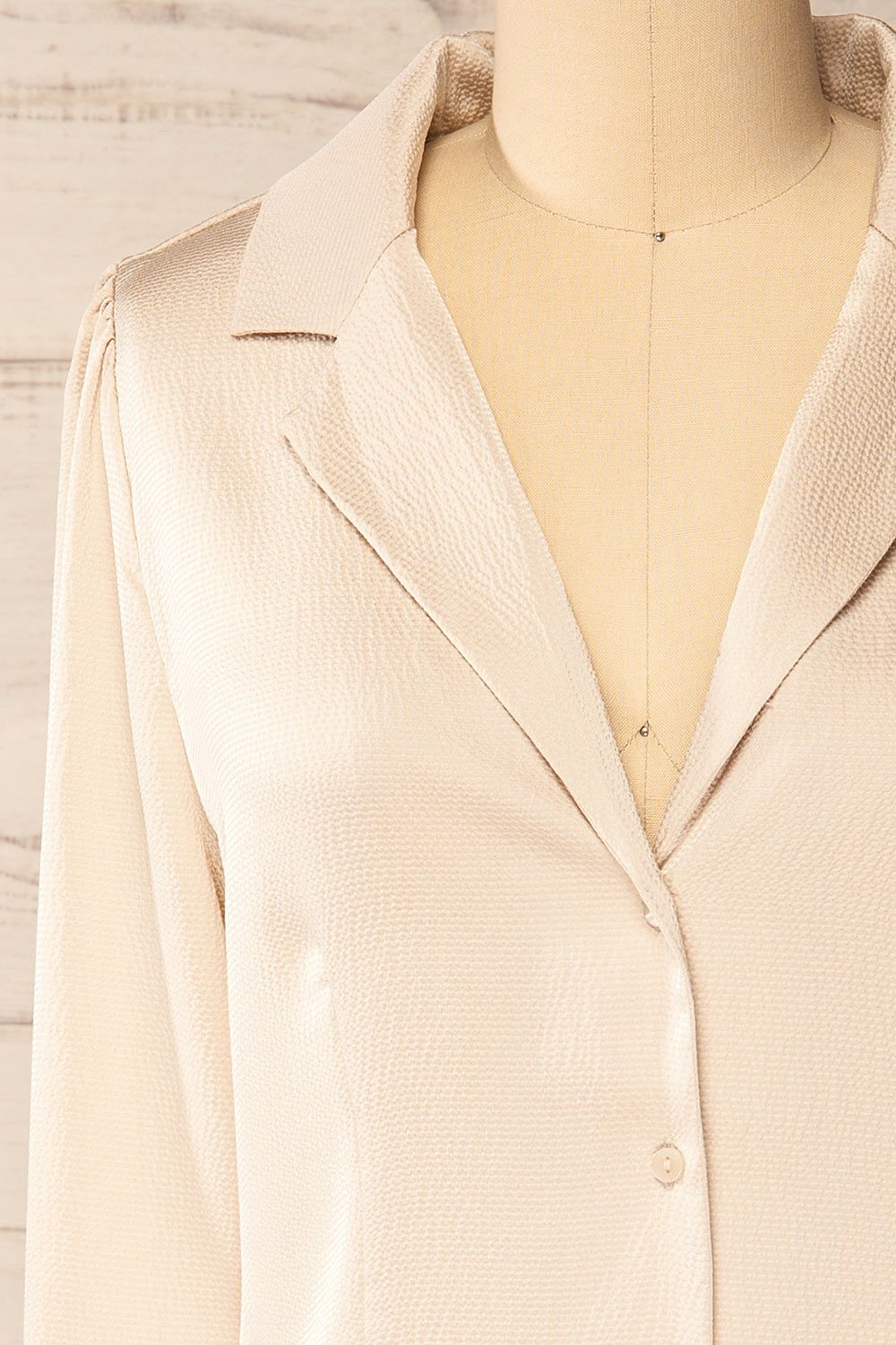 Niamey Ivory | Waffled Satin Shirt sold by Boutique 1861 product image thumbnail 2