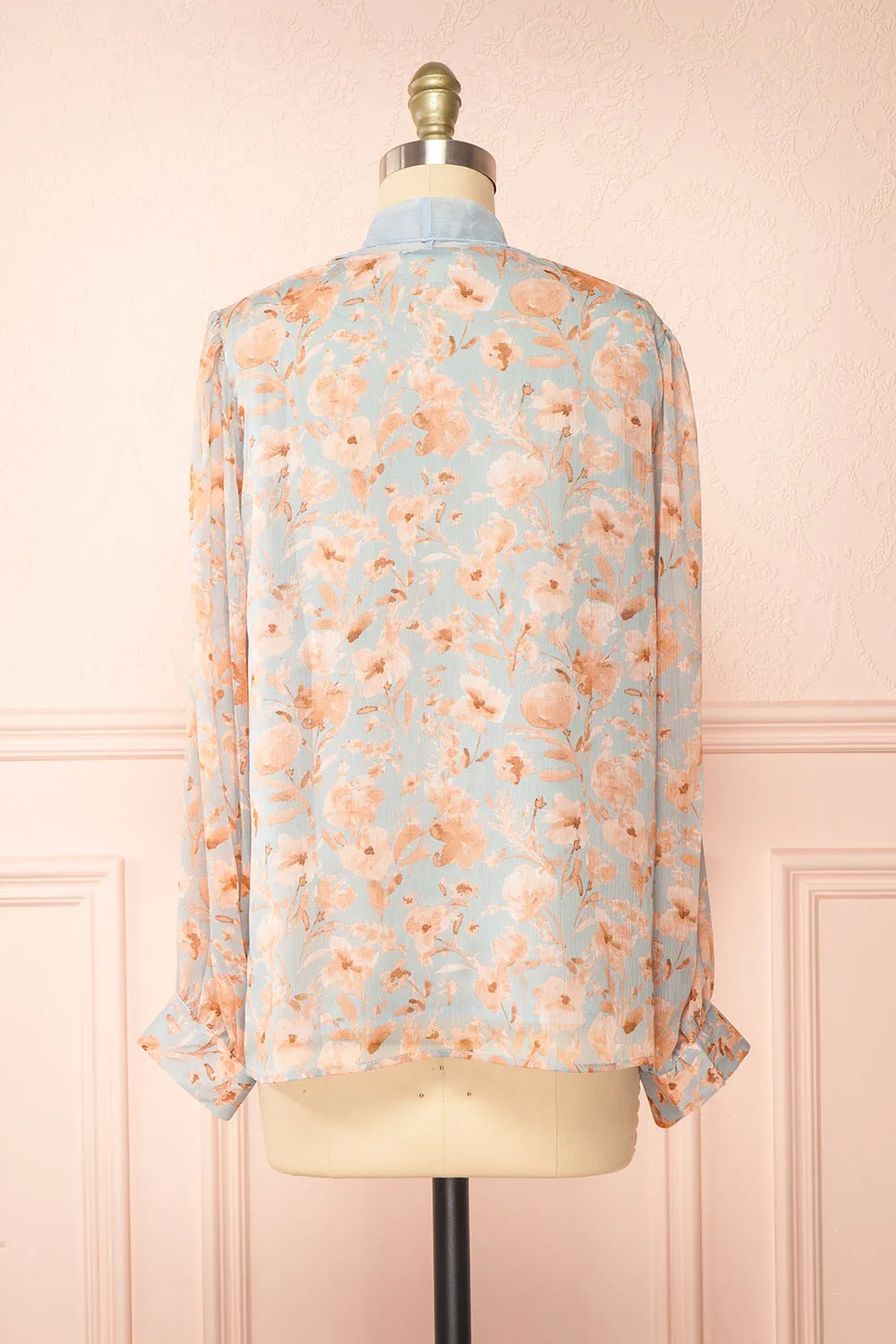 Lydia Blue | Floral Chiffon Blouse w/ Bow Collar sold by Boutique 1861 product image thumbnail 5