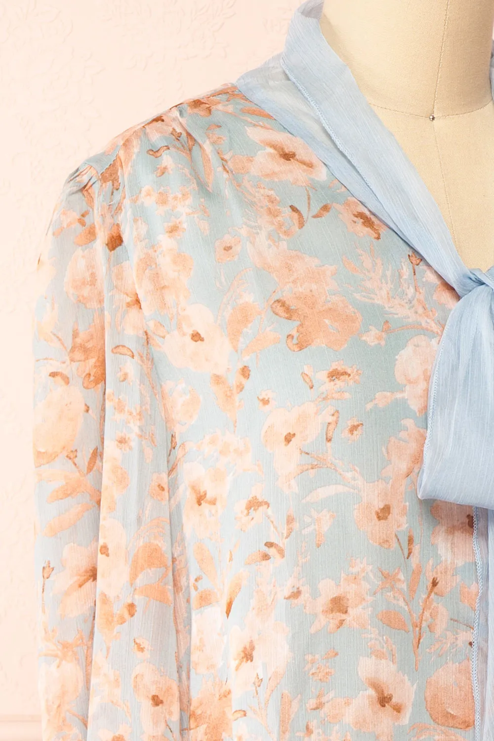 Lydia Blue | Floral Chiffon Blouse w/ Bow Collar sold by Boutique 1861 product image thumbnail 4