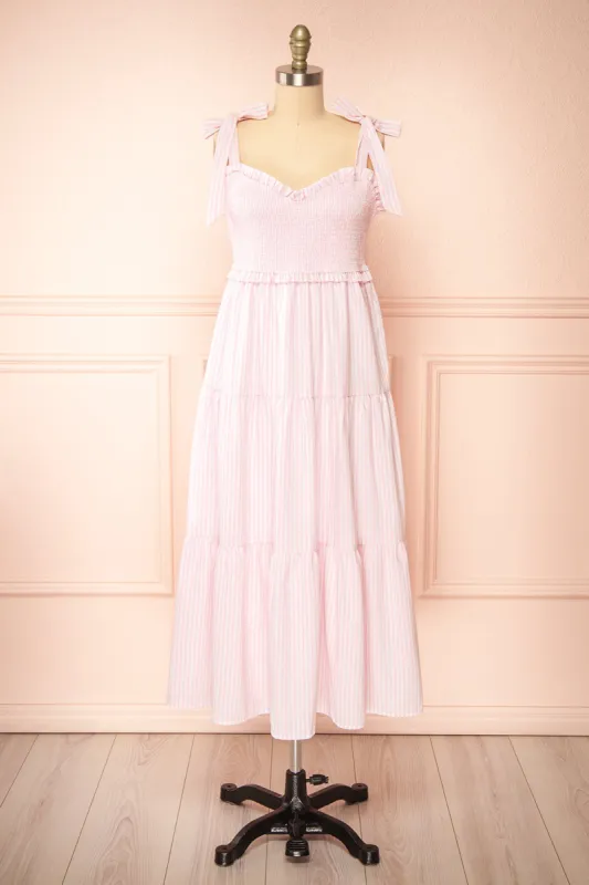 Addison | Long Pink Striped Dress sold by Boutique 1861