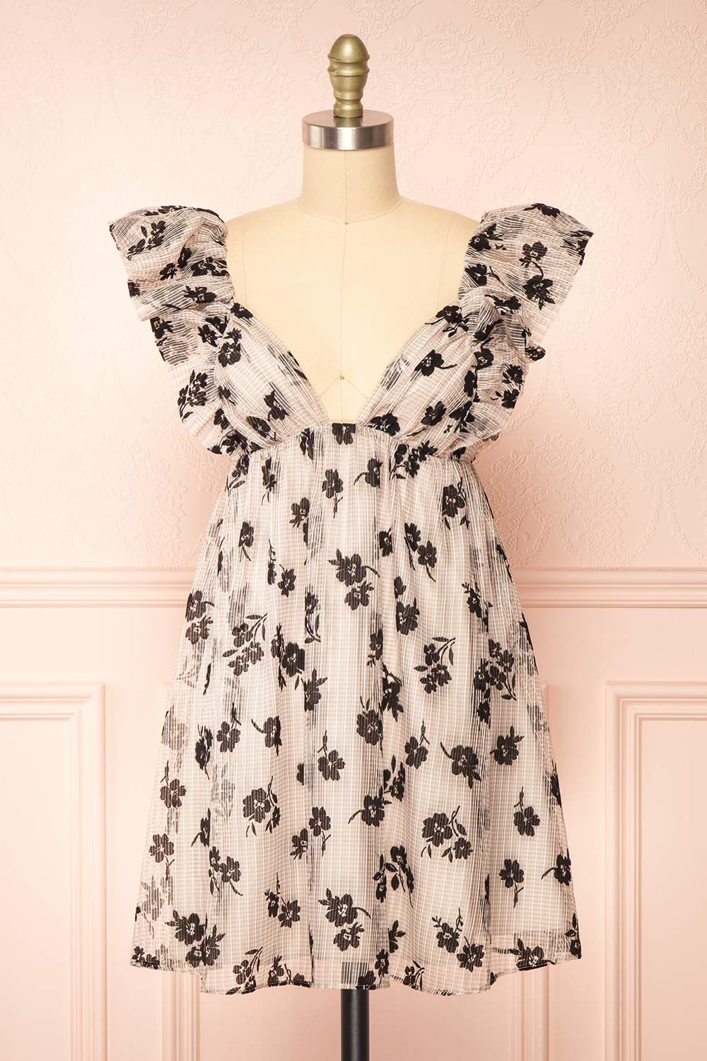 Elysara | Floral Gingham Babydoll Dress w/ Tie Back sold by Boutique 1861
