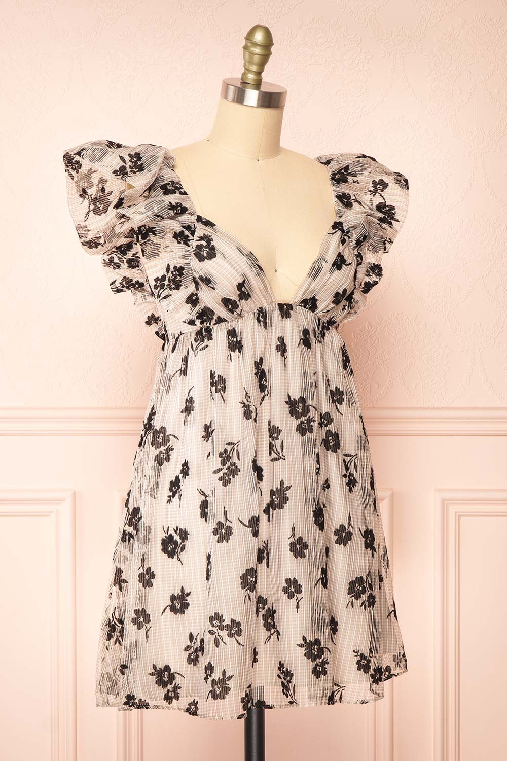 Elysara | Floral Gingham Babydoll Dress w/ Tie Back sold by Boutique 1861 product image thumbnail 4