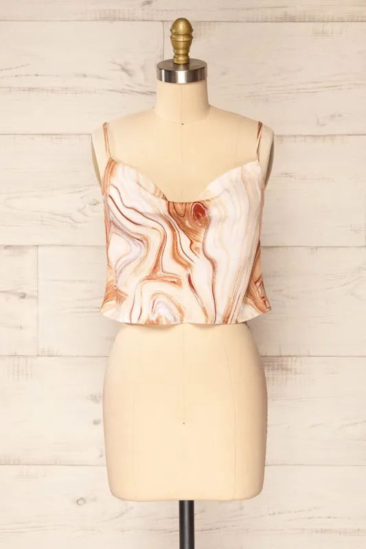 Lolah | Marble Pattern Satin Crop Top sold by Boutique 1861