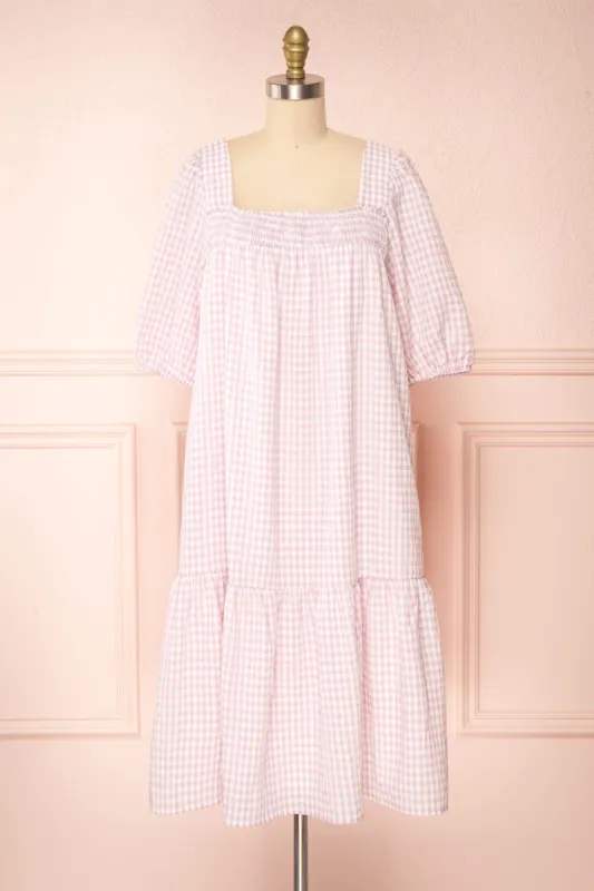 Lieke | Square Neck Gingham Midi Dress sold by Boutique 1861