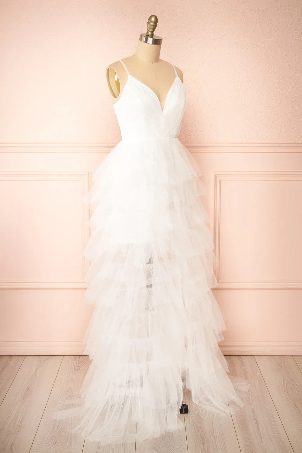 Kourtney | Layered White Tulle Bridal Maxi Dress sold by Boutique 1861 product image thumbnail 5