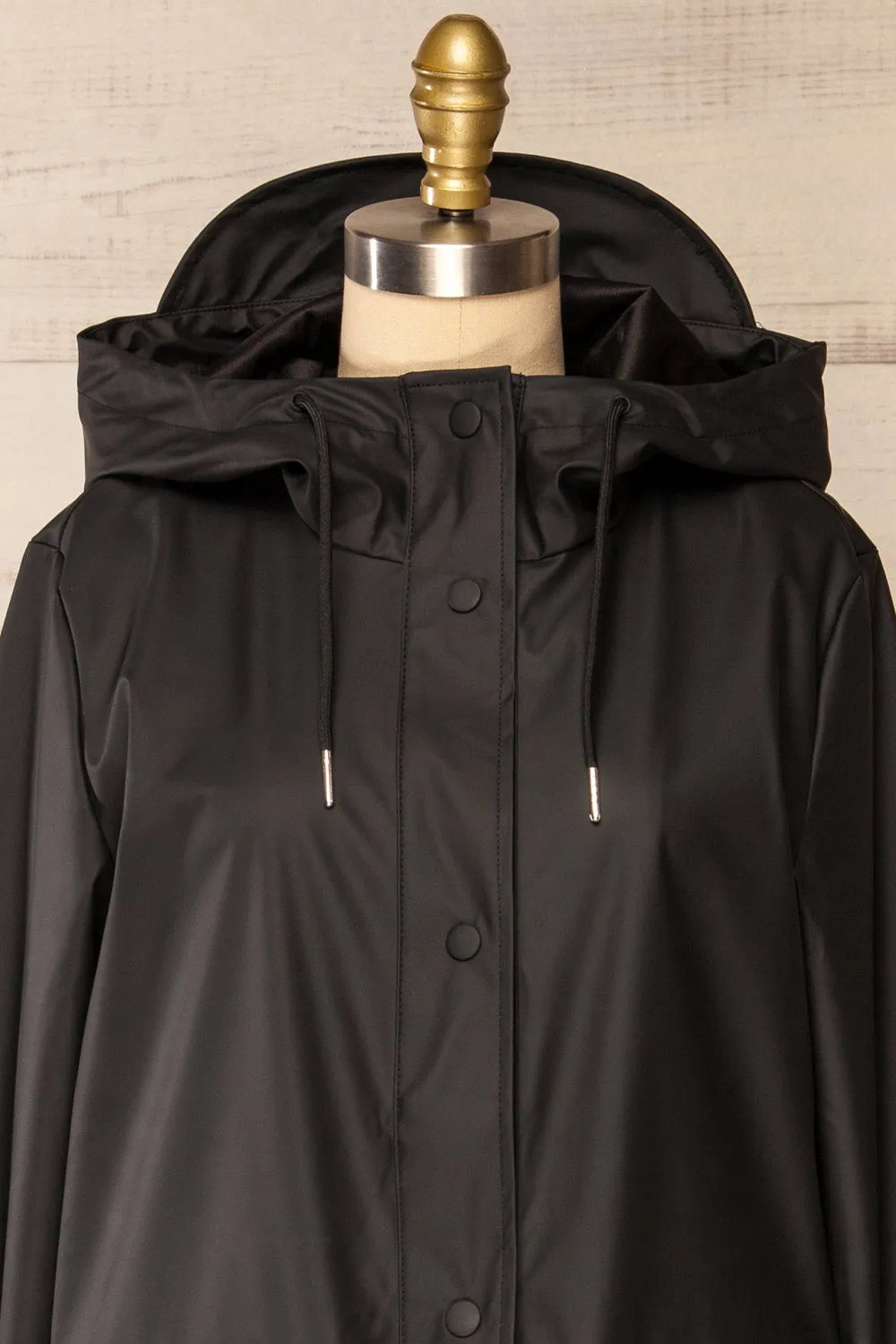 Rochester Black | Button Up Hooded Raincoat sold by Boutique 1861 product image thumbnail 5