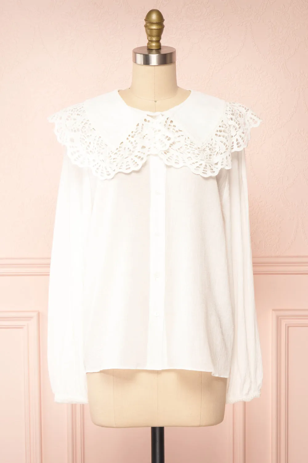 Lorelei | Peter Pan Collar Blouse w/ English Embroidery sold by Boutique 1861