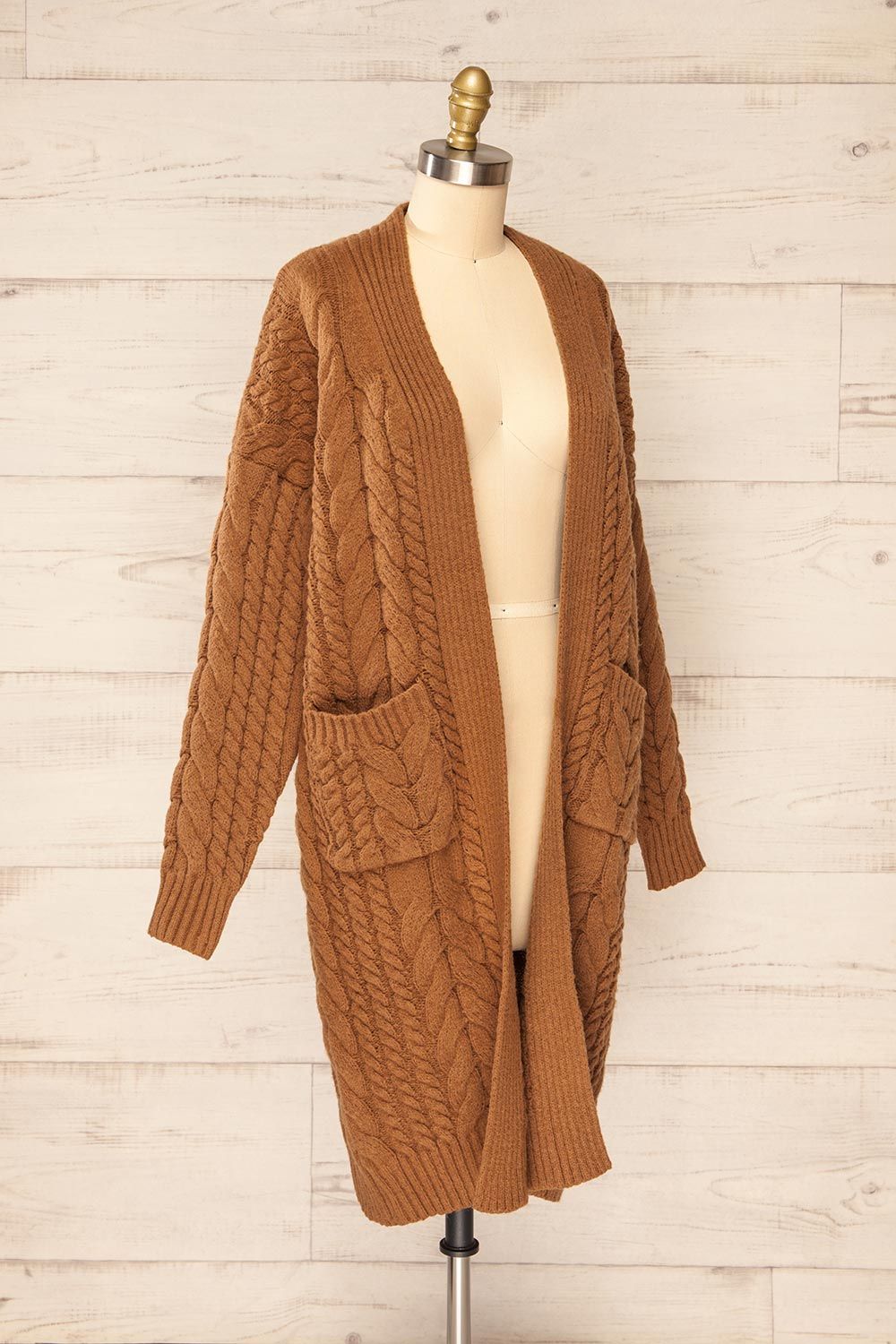 Valletta Caramel | Open Front Knit Long Cardigan sold by Boutique 1861 product image thumbnail 4