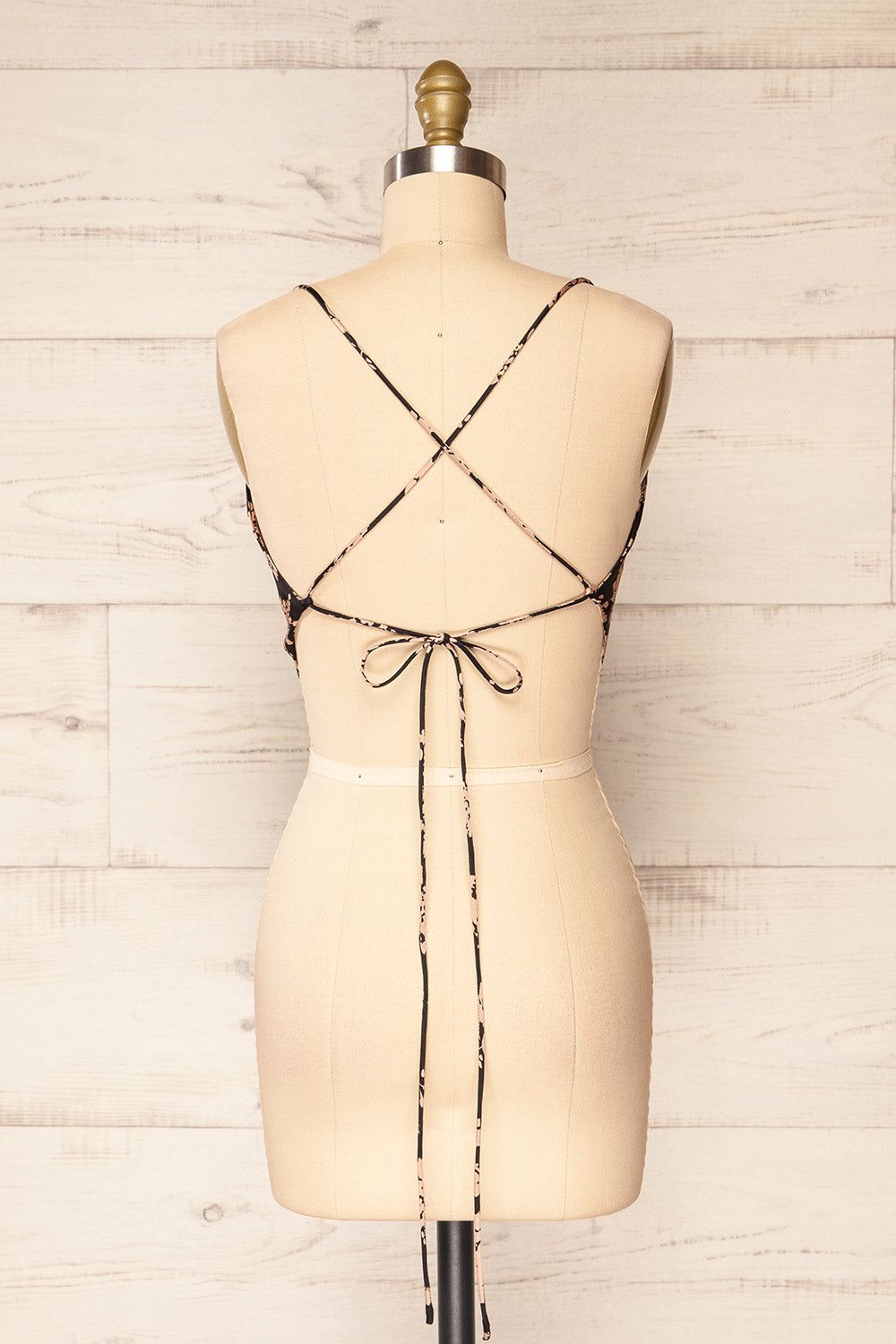Natey Black | Floral Lace-Up Back Crop Top sold by Boutique 1861 product image thumbnail 5