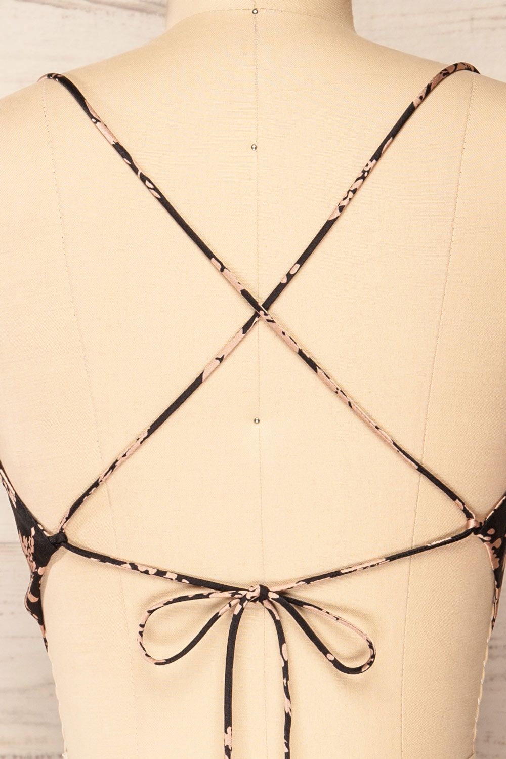 Natey Black | Floral Lace-Up Back Crop Top sold by Boutique 1861 product image thumbnail 2