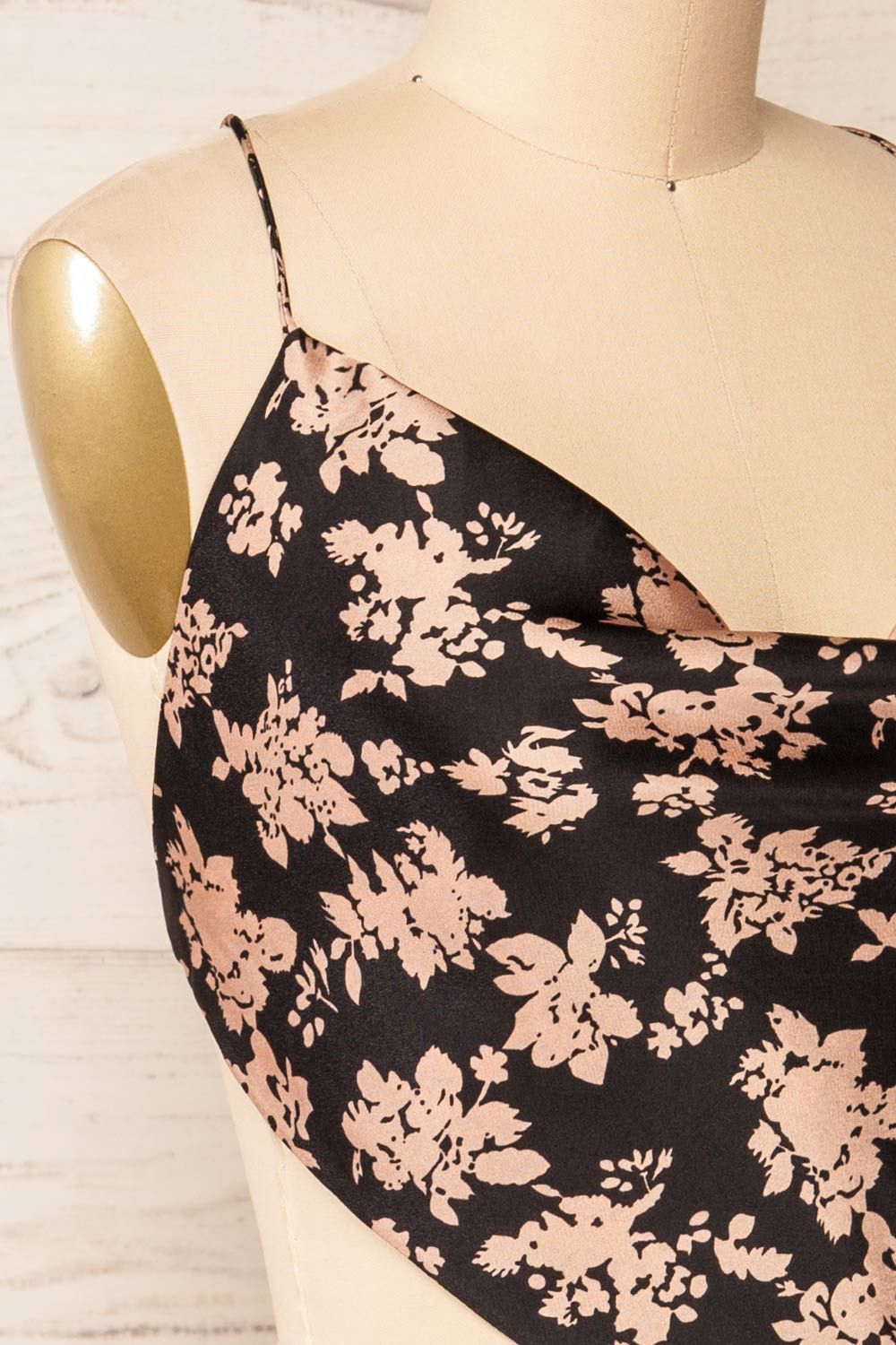 Natey Black | Floral Lace-Up Back Crop Top sold by Boutique 1861 product image thumbnail 4