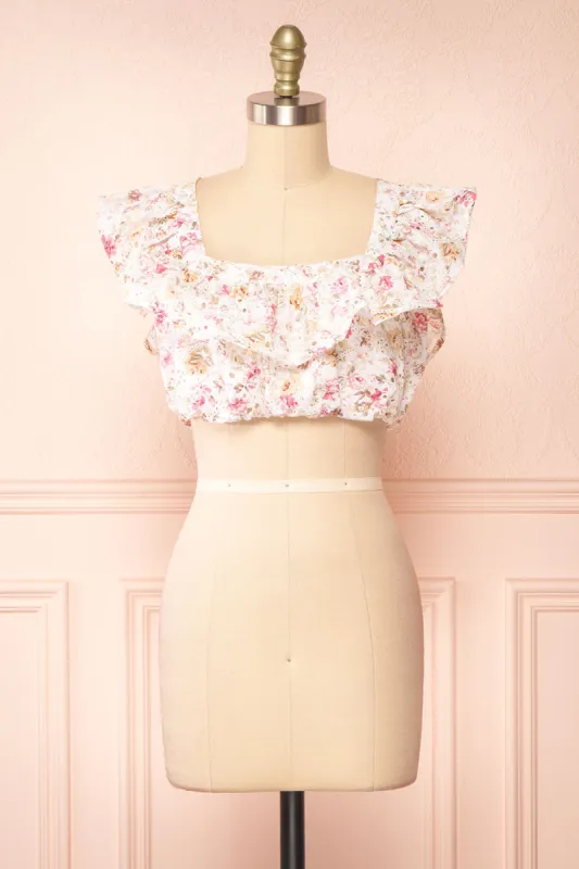 Birtha | Floral Openwork Cropped Top sold by Boutique 1861