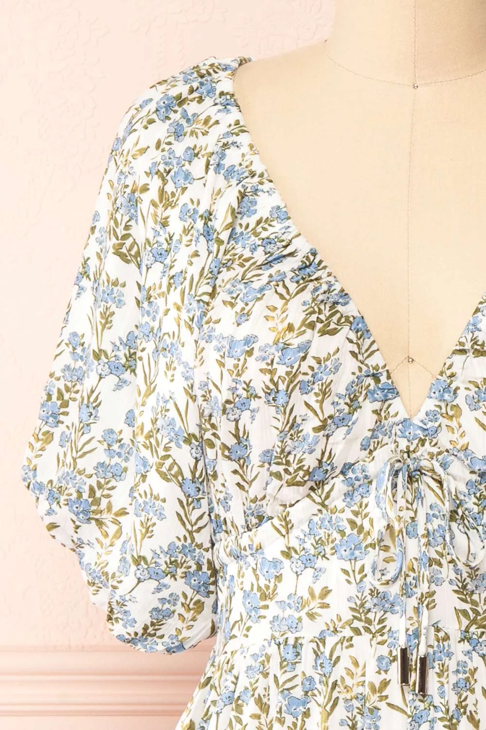 Heina | Short Blue Floral Dress w/ Puffy Sleeves sold by Boutique 1861 product image thumbnail 2