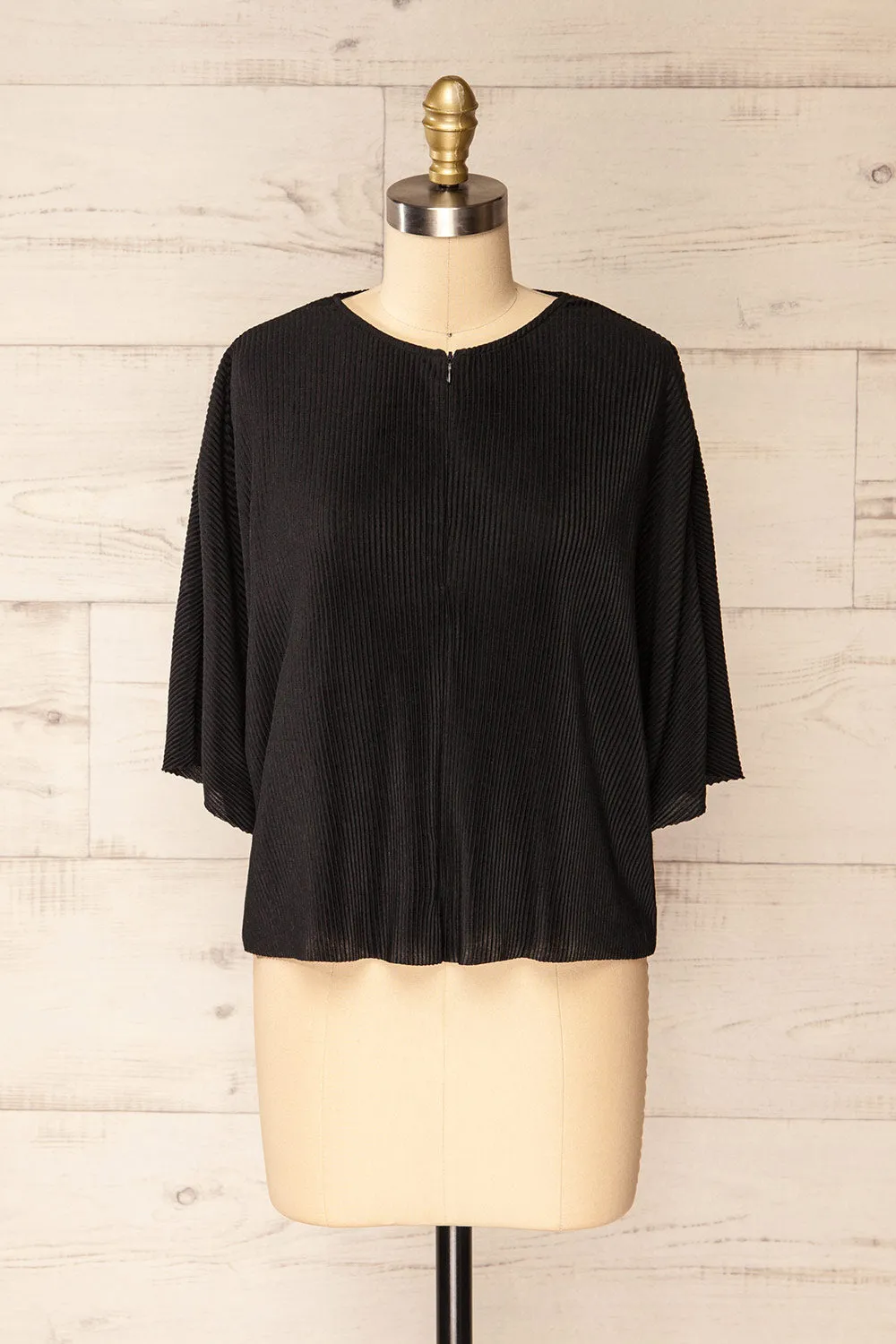 Geia Black | Ribbed Top w/ Zipper Detail sold by Boutique 1861 product image thumbnail 4