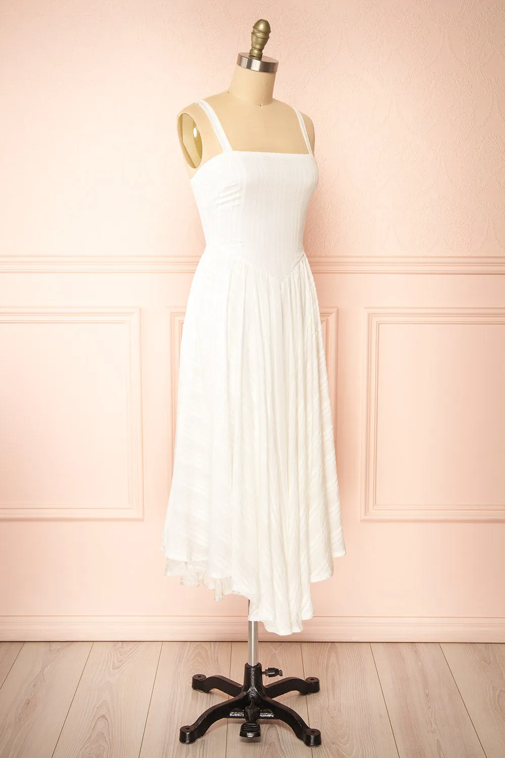 Magdalene | Striped White Dress w/ Asymmetrical Hem sold by Boutique 1861 product image thumbnail 4