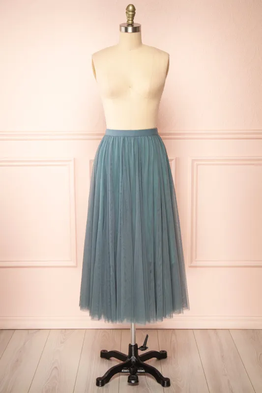 Manitou Teal | A-line Midi Tulle Skirt sold by Boutique 1861