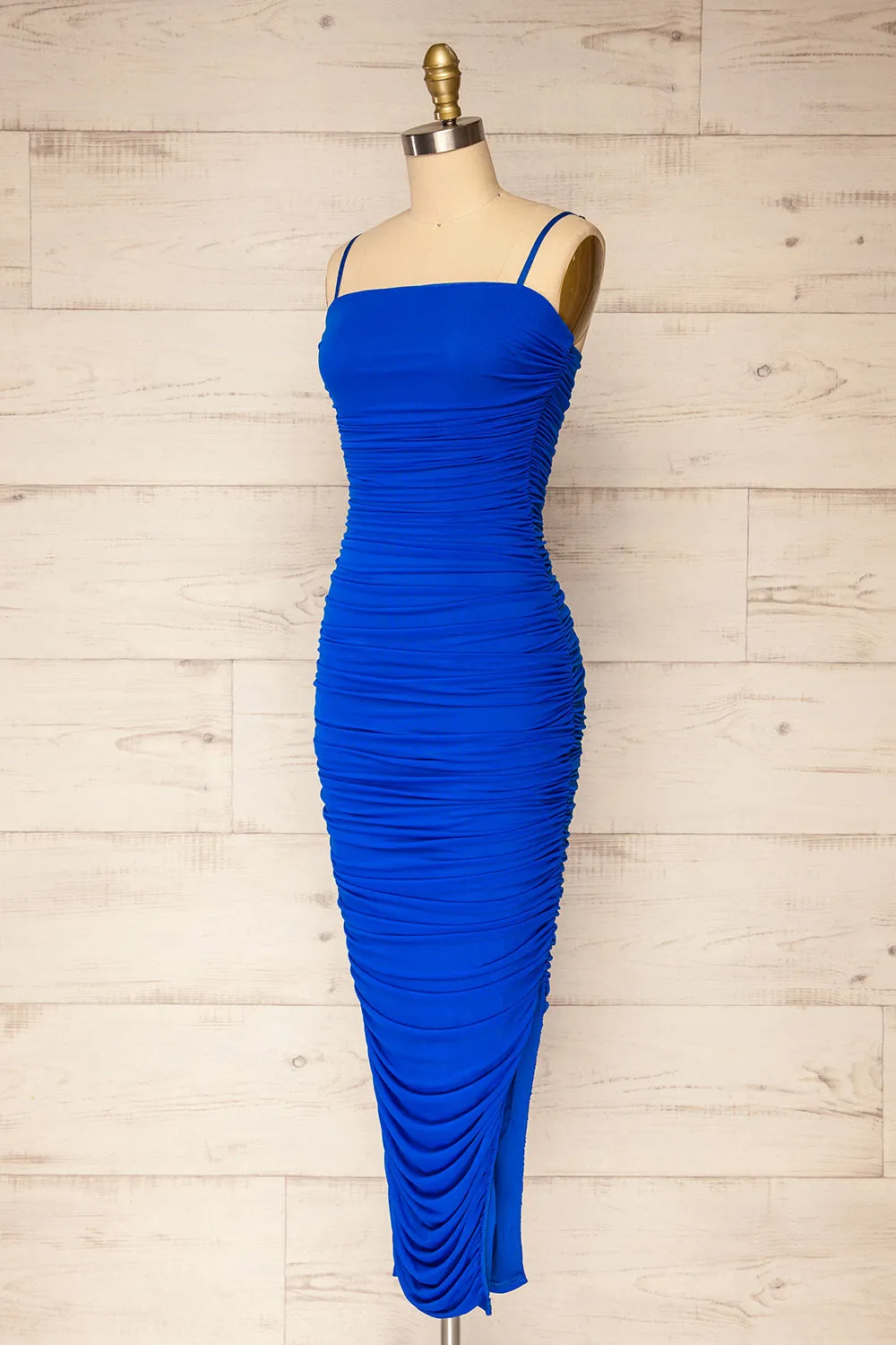 Yurtof Blue | Fitted Ruched Midi Dress sold by Boutique 1861 product image thumbnail 3