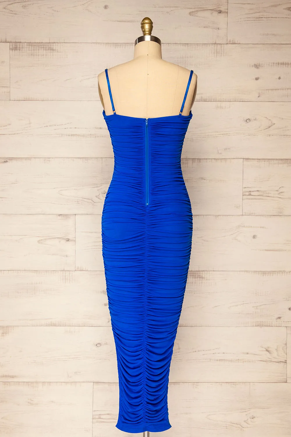 Yurtof Blue | Fitted Ruched Midi Dress sold by Boutique 1861 product image thumbnail 5
