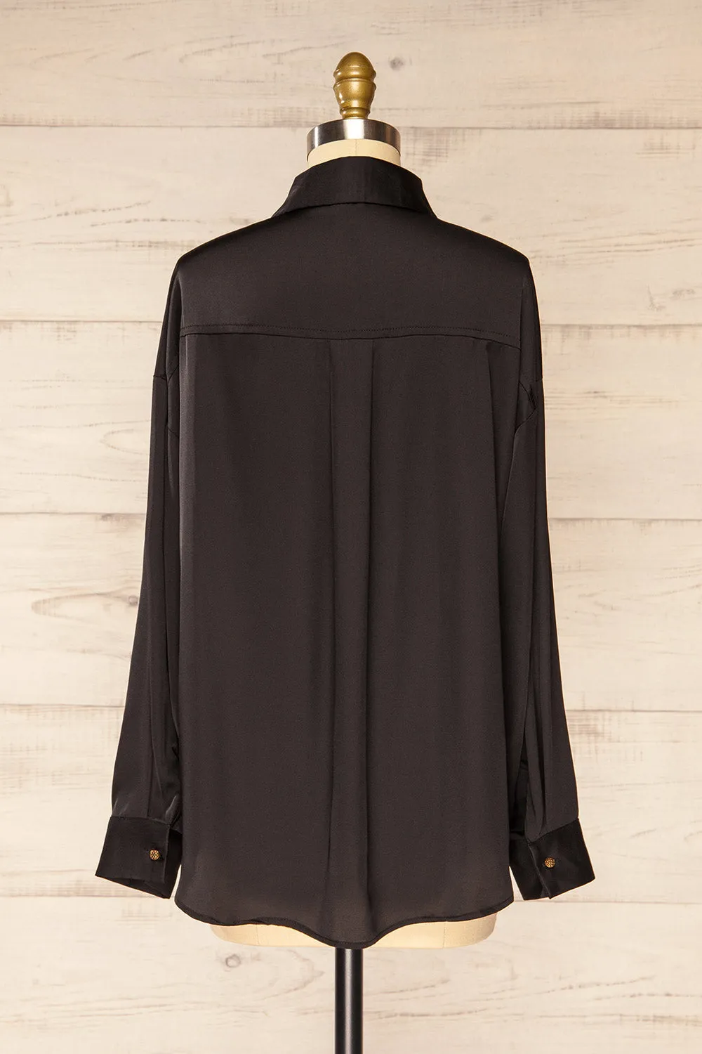 Stratford Black | Satin Shirt w/ Double Buttons sold by Boutique 1861 product image thumbnail 5