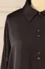 Stratford Black | Satin Shirt w/ Double Buttons sold by Boutique 1861