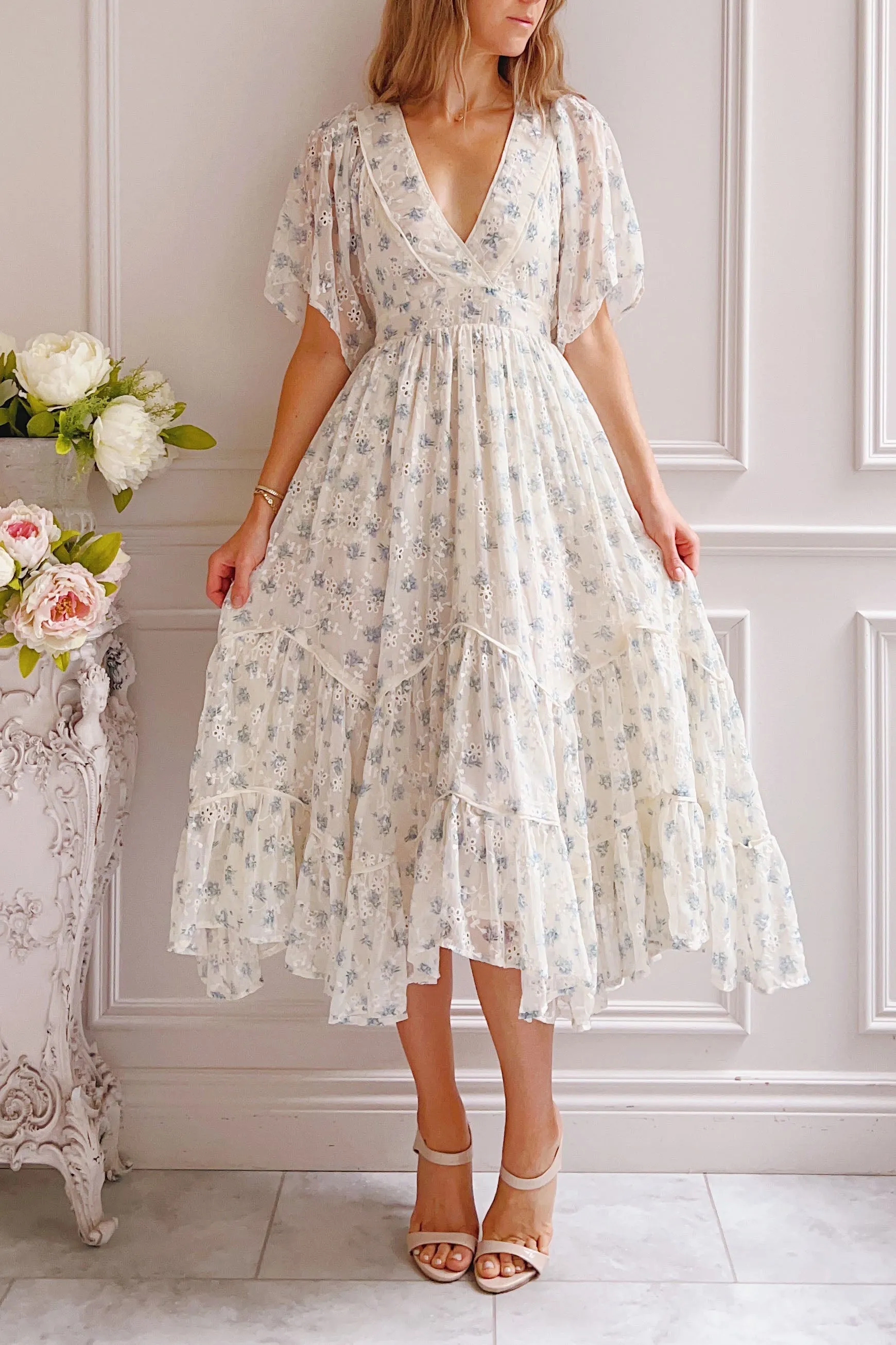 Covey | Floral Tiered Midi Dress w/ Short Sleeves sold by Boutique 1861 product image thumbnail 2
